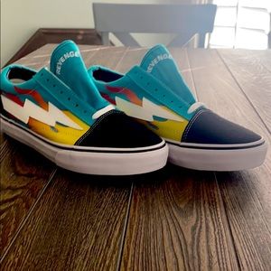 Revenge x Storm, Low Top, Teal and Flames